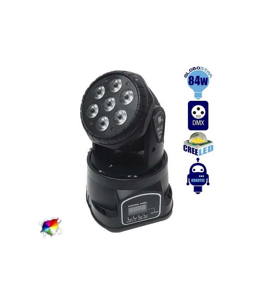 Επαγγελματική Κινούμενη Ρομποτική Κεφαλή WASH CREE LED 84W 230V 25° DMX512 RGBW GloboStar 51111